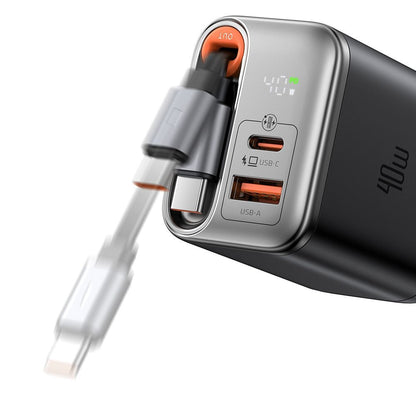 Incarcator Retea Cu Cablu USB-C McDodo CH-4281 FreeGo Display, 40W, 3A, 1 x USB-A - 1 x USB-C, Negru