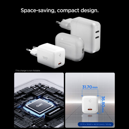 Incarcator Retea Cu Cablu USB-C Spigen EE451EU Essential, 45W, 3A, 1 x USB-C, Alb ACH09473