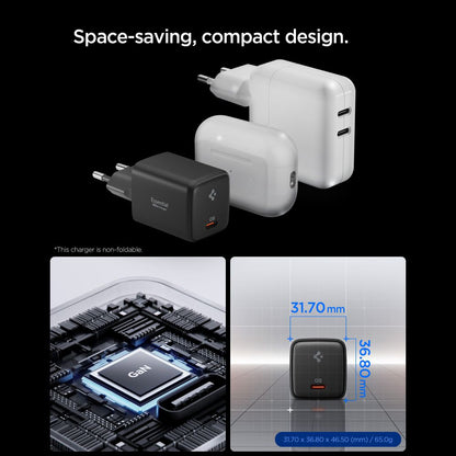 Incarcator Retea Cu Cablu USB-C Spigen EE451EU Essential, 45W, 3A, 1 x USB-C, Negru ACH09474