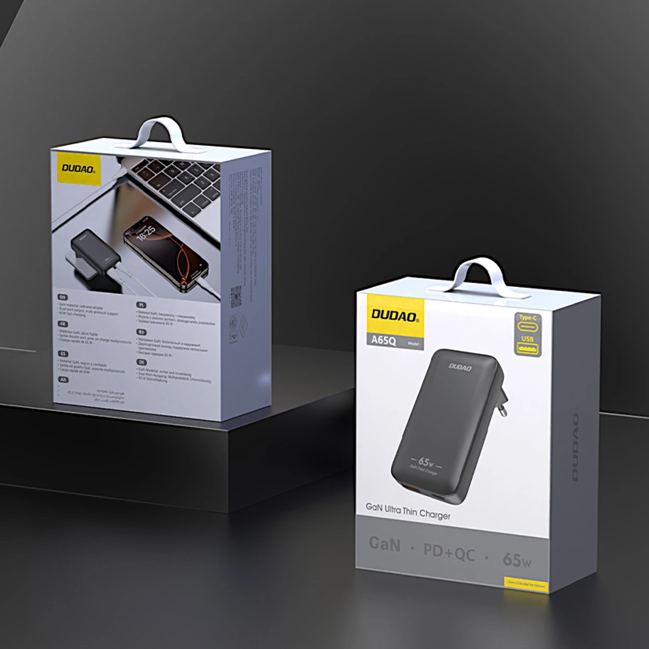 Incarcator Retea Dudao A65Q Travel, 65W, 3.25A, 1 x USB-A - 1 x USB-C, Negru