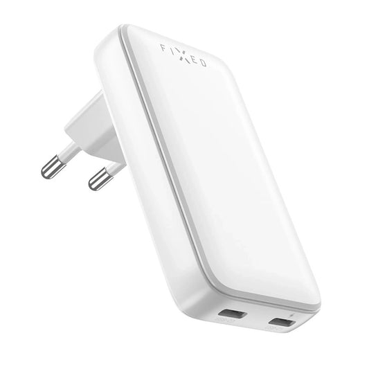 Incarcator Retea Fixed Slim, 45W, 3A, 2 x USB-C, Alb