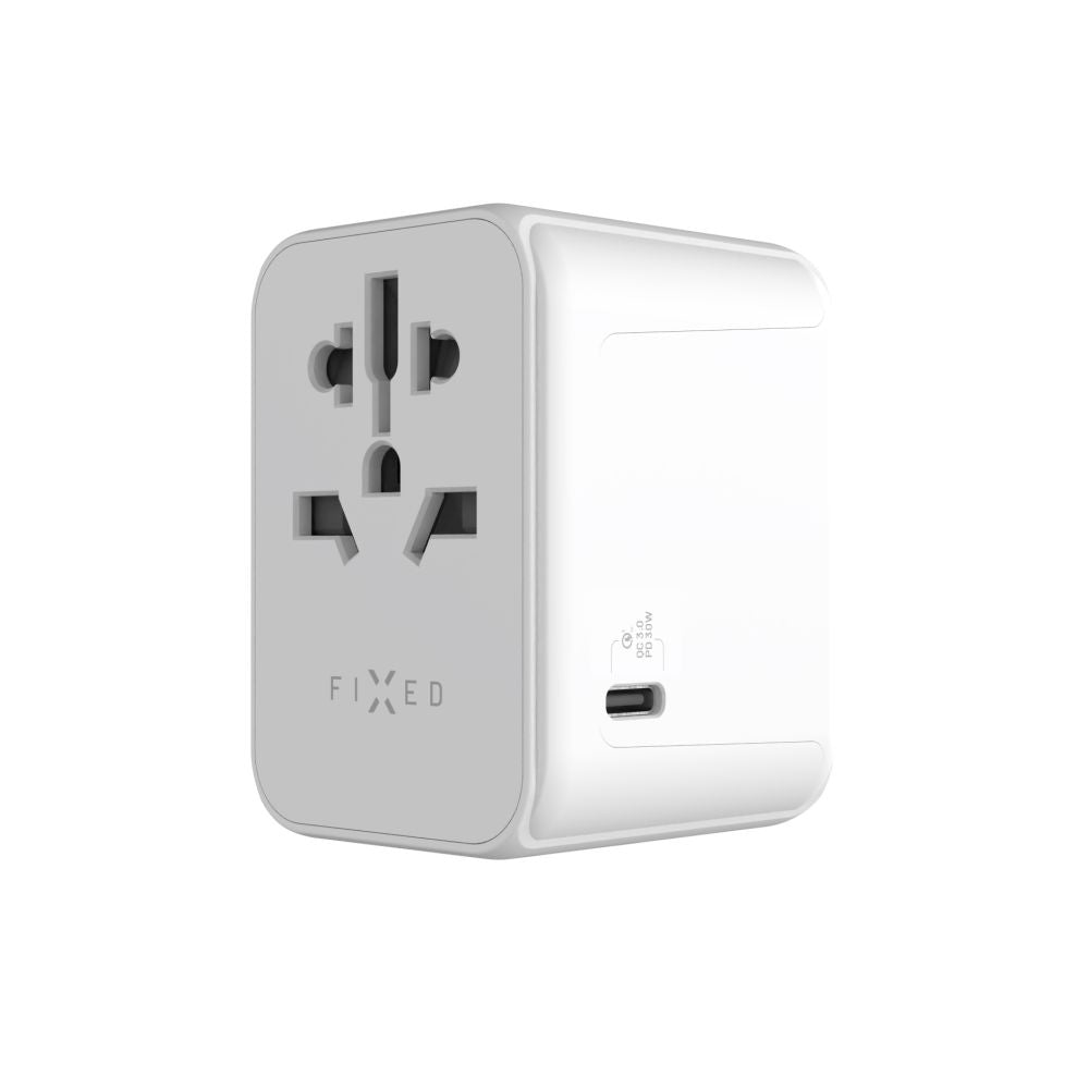 Incarcator Retea Fixed Travel, 30W, 3A, 2 x USB-A - 1 x USB-C, Alb