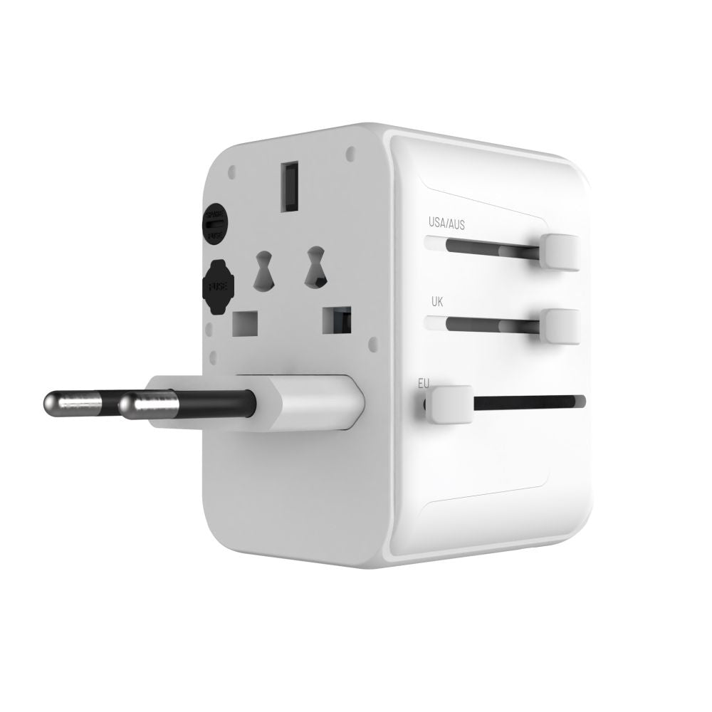 Incarcator Retea Fixed Travel, 30W, 3A, 2 x USB-A - 1 x USB-C, Alb