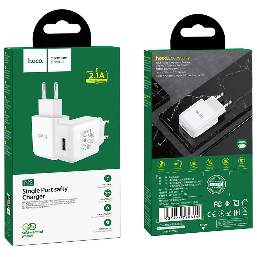 Incarcator Retea HOCO N2, 10W, 2A, 1 x USB-A, Alb