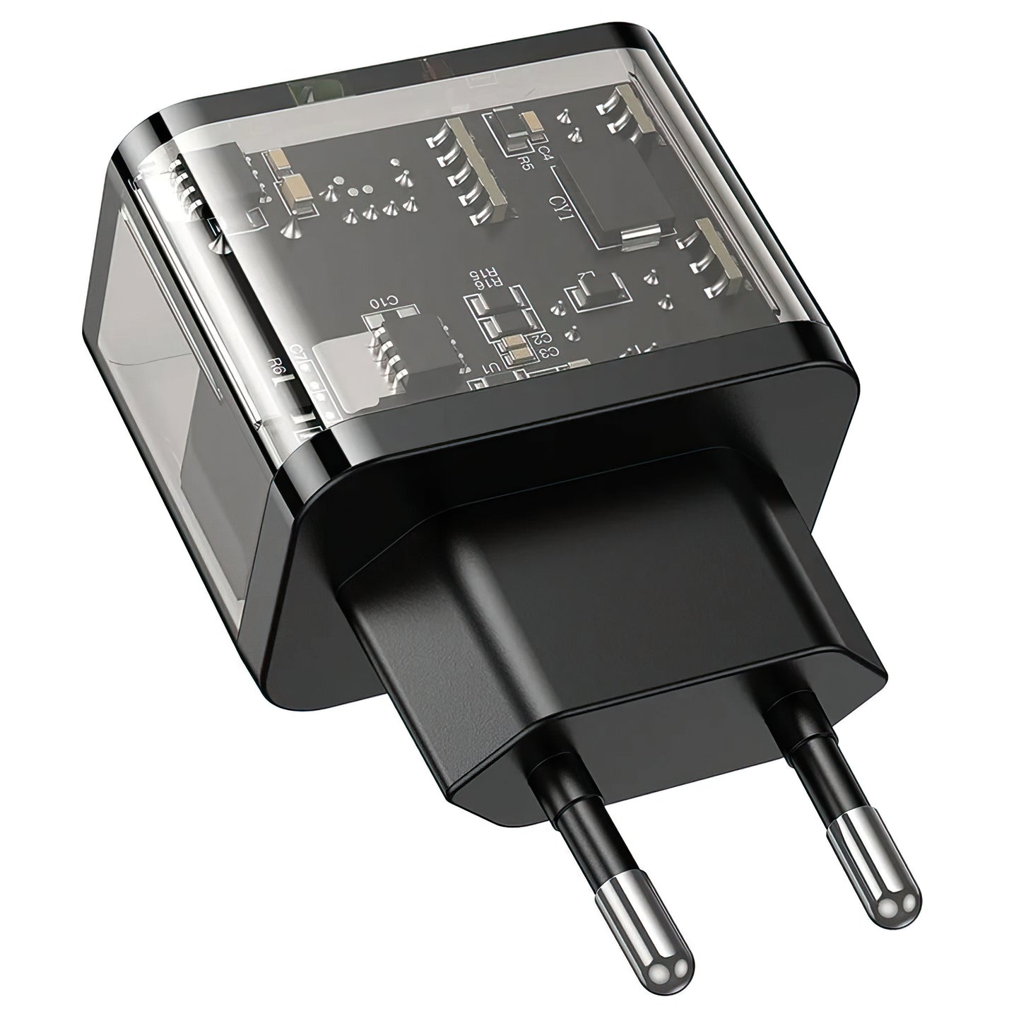 Incarcator Retea HOCO N34, 20W, 3A, 1 x USB-A - 1 x USB-C, Transparent