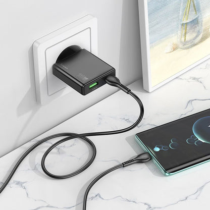 Incarcator Retea HOCO N38, 20W, 3A, 1 x USB-A - 1 x USB-C, Negru