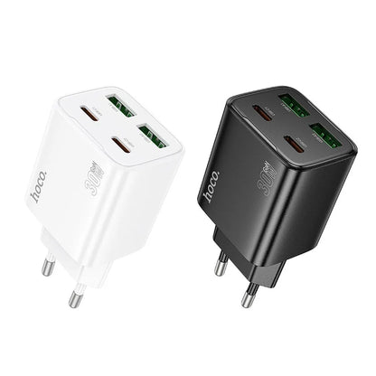 Incarcator Retea HOCO N56, 30W, 3A, 2 x USB-A - 2 x USB-C, Alb