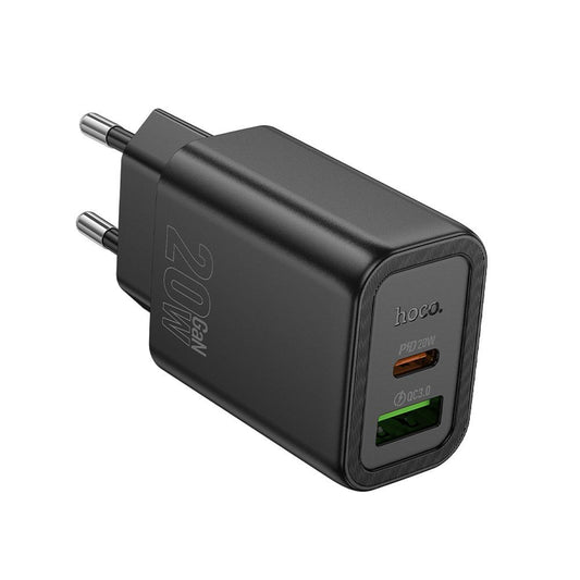 Incarcator Retea HOCO N61, 20W, 3A, 1 x USB-A - 1 x USB-C, Negru