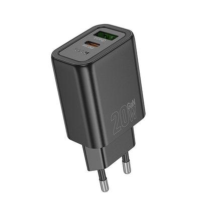 Incarcator Retea HOCO N61, 20W, 3A, 1 x USB-A - 1 x USB-C, Negru