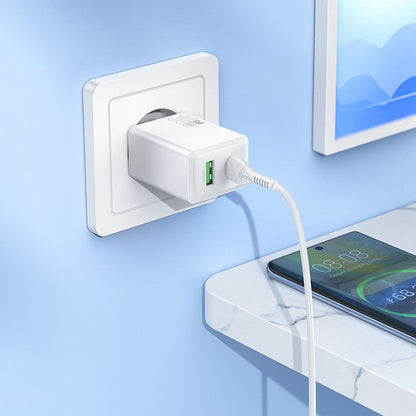 Incarcator Retea HOCO N71, 30W, 3A, 1 x USB-A - 1 x USB-C, Alb