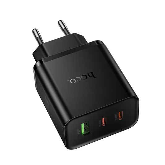 Incarcator Retea HOCO N75, 65W, 3A, 1 x USB-A - 2 x USB-C, Negru