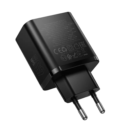 Incarcator Retea HOCO N75, 65W, 3A, 1 x USB-A - 2 x USB-C, Negru