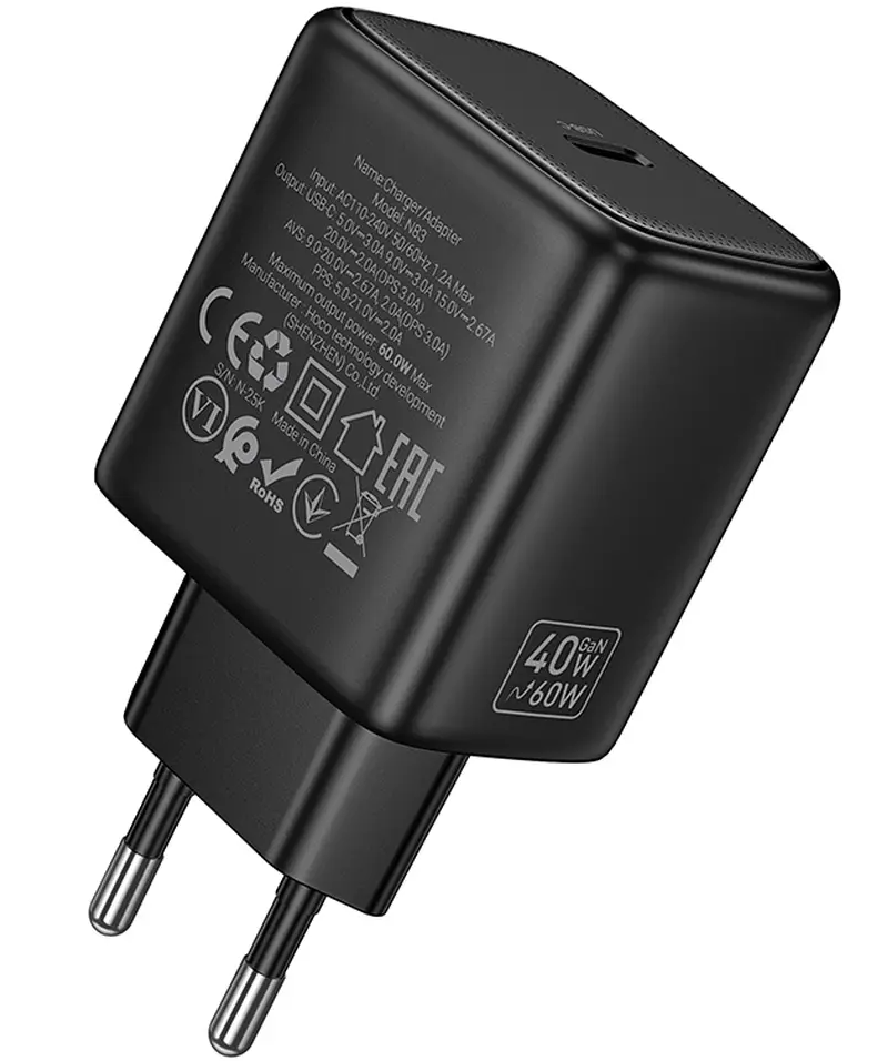 Incarcator Retea HOCO N83, 40W, 3A, 1 x USB-C, Negru