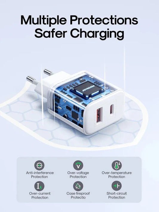 Incarcator Retea Joyroom JR-TCF05, 20W, 3A, 1 x USB-A - 1 x USB-C, Alb