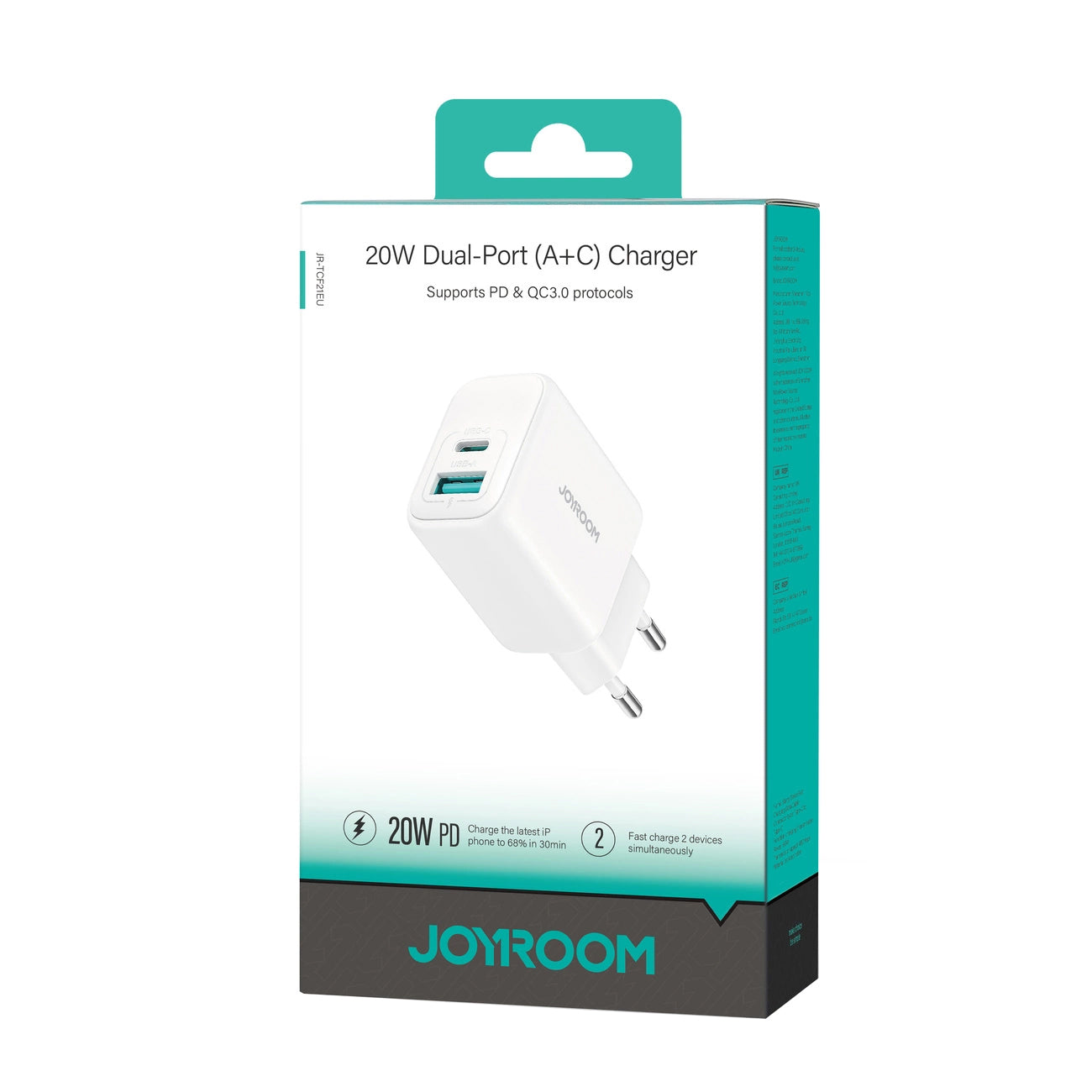 Incarcator Retea Joyroom JR-TCF21, 20W, 3A, 1 x USB-A - 1 x USB-C, Alb