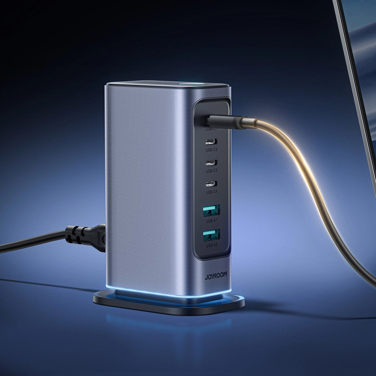 Incarcator Statie Joyroom JR-TCM02, 65W, 3.25A, 2 x USB-A - 4 x USB-C, Gri
