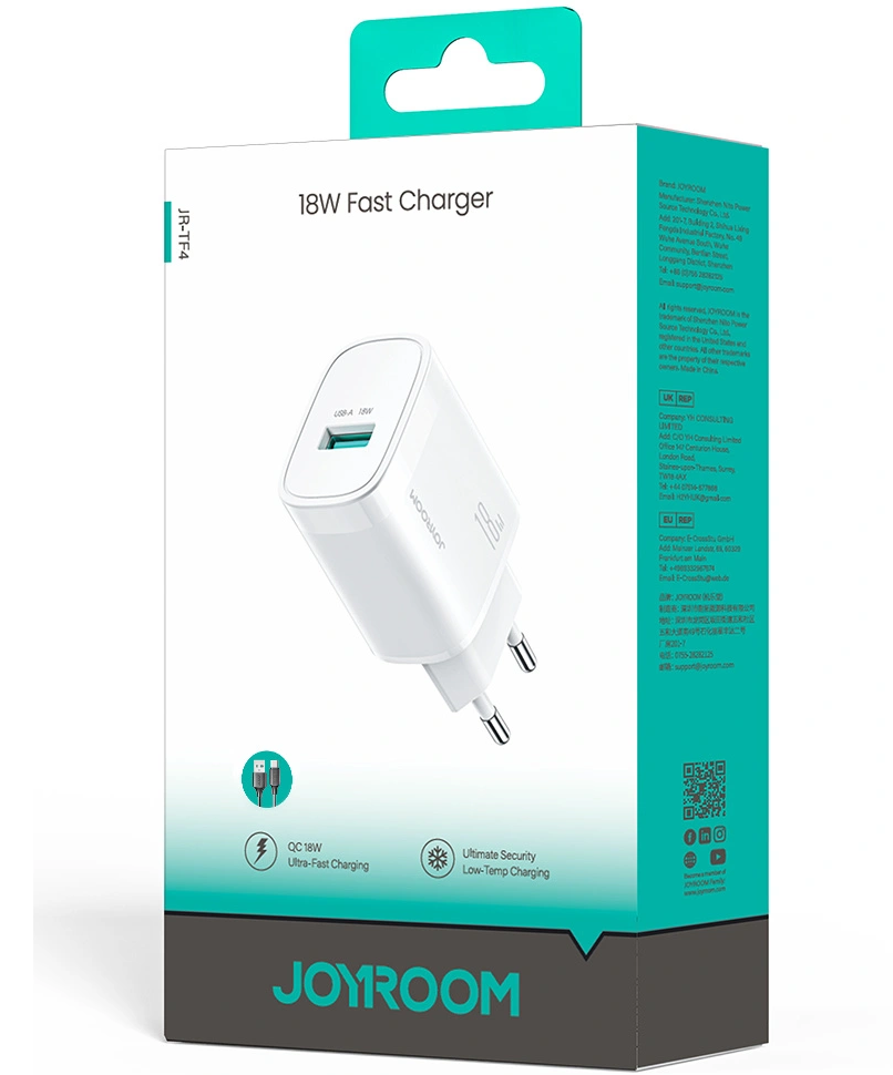 Incarcator Retea Joyroom JR-TF4, 18W, 3A, 1 x USB-A, Alb