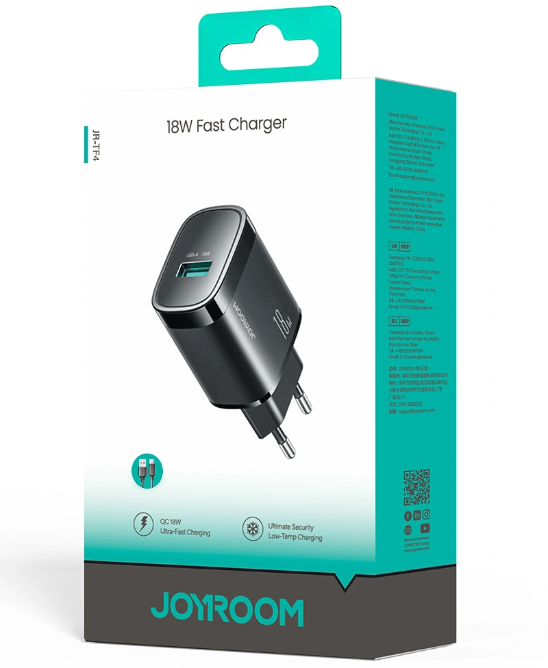 Incarcator Retea Joyroom JR-TF4, 18W, 3A, 1 x USB-A, Negru