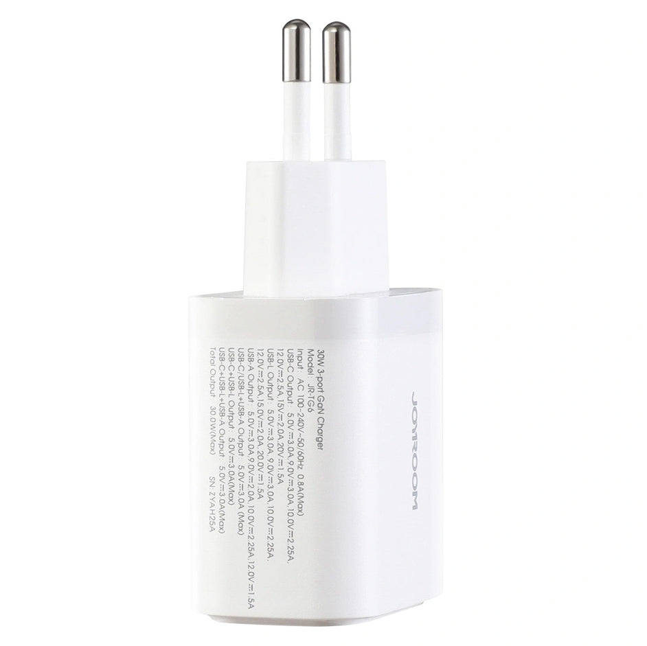 Incarcator Retea Joyroom JR-TG6, 30W, 3A, 1 x Lightning - 1 x USB-A - 1 x USB-C, Alb