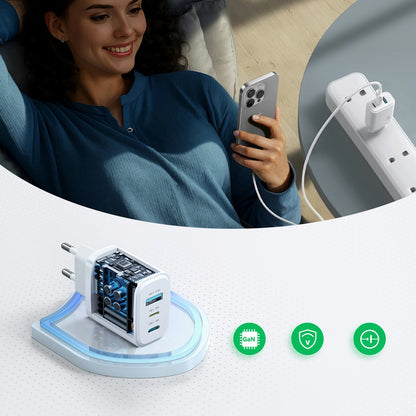 Incarcator Retea Joyroom JR-TG6, 30W, 3A, 1 x Lightning - 1 x USB-A - 1 x USB-C, Alb