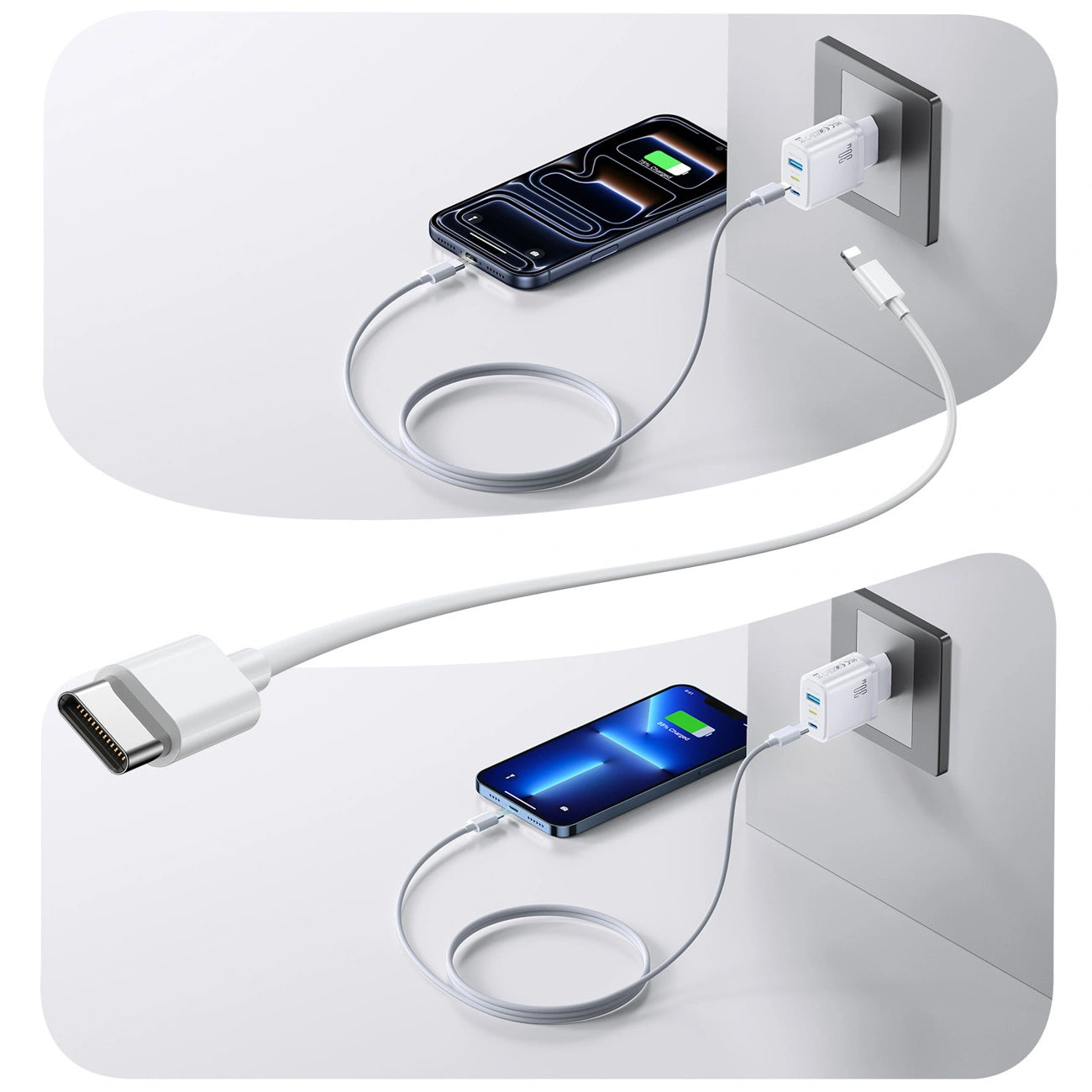 Incarcator Retea Joyroom JR-TG6, 30W, 3A, 1 x Lightning - 1 x USB-A - 1 x USB-C, Alb