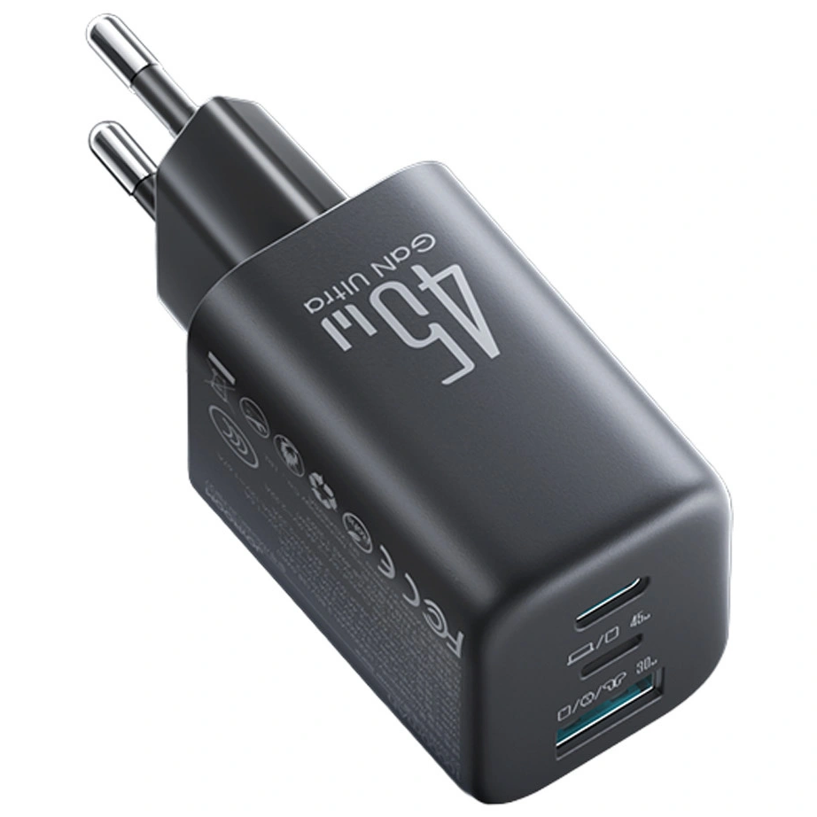 Incarcator Retea Joyroom JR-TO1, 45W, 3A, 1 x Lightning - 1 x USB-A - 1 x USB-C, Negru