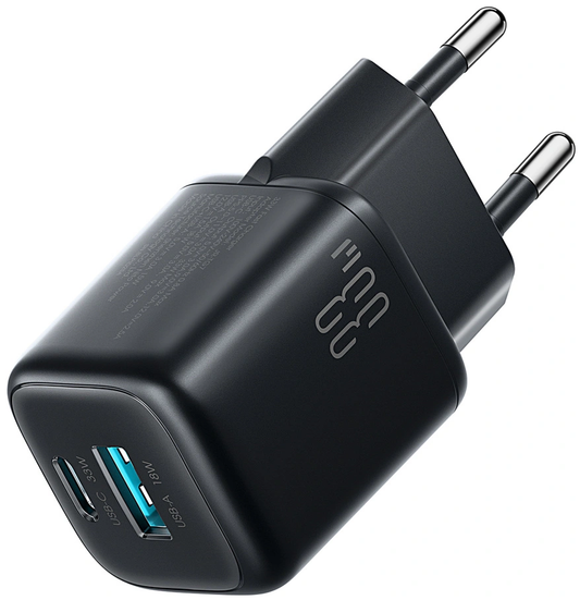 Incarcator Retea Joyroom JR-TG7, 33W, 3A, 1 x USB-A - 1 x USB-C, Negru