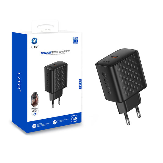 Incarcator Retea Lito LC13, 20W, 3A, 1 x USB-C, Negru