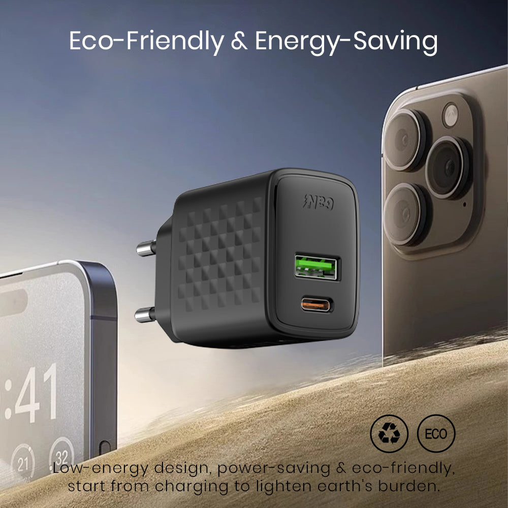 Incarcator Retea Lito LC15, 20W, 3A, 1 x USB-A - 1 x USB-C, Negru