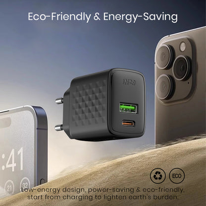 Incarcator Retea Lito LC15, 20W, 3A, 1 x USB-A - 1 x USB-C, Negru