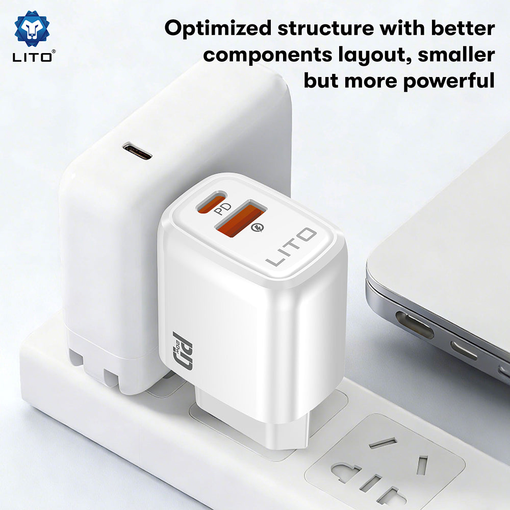 Incarcator Retea Lito LC28, 20W, 3A, 1 x USB-A - 1 x USB-C, Alb