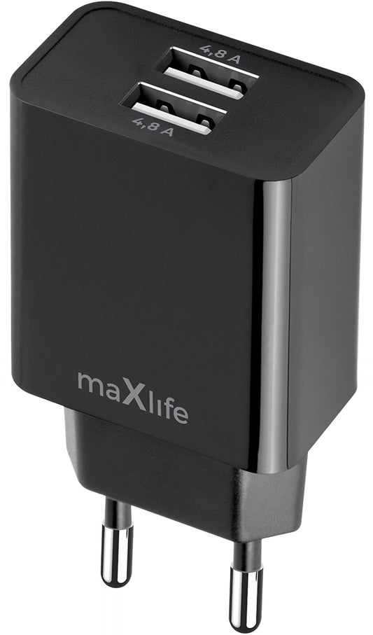 Incarcator Retea MaXlife MXTC-12, 24W, 2.4A, 2 x USB-A, Negru