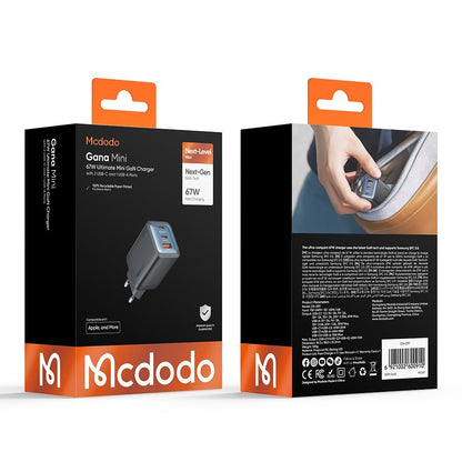 Incarcator Retea McDodo CH-0970 Gana Mini, 67W, 3A, 1 x USB-A - 2 x USB-C, Negru