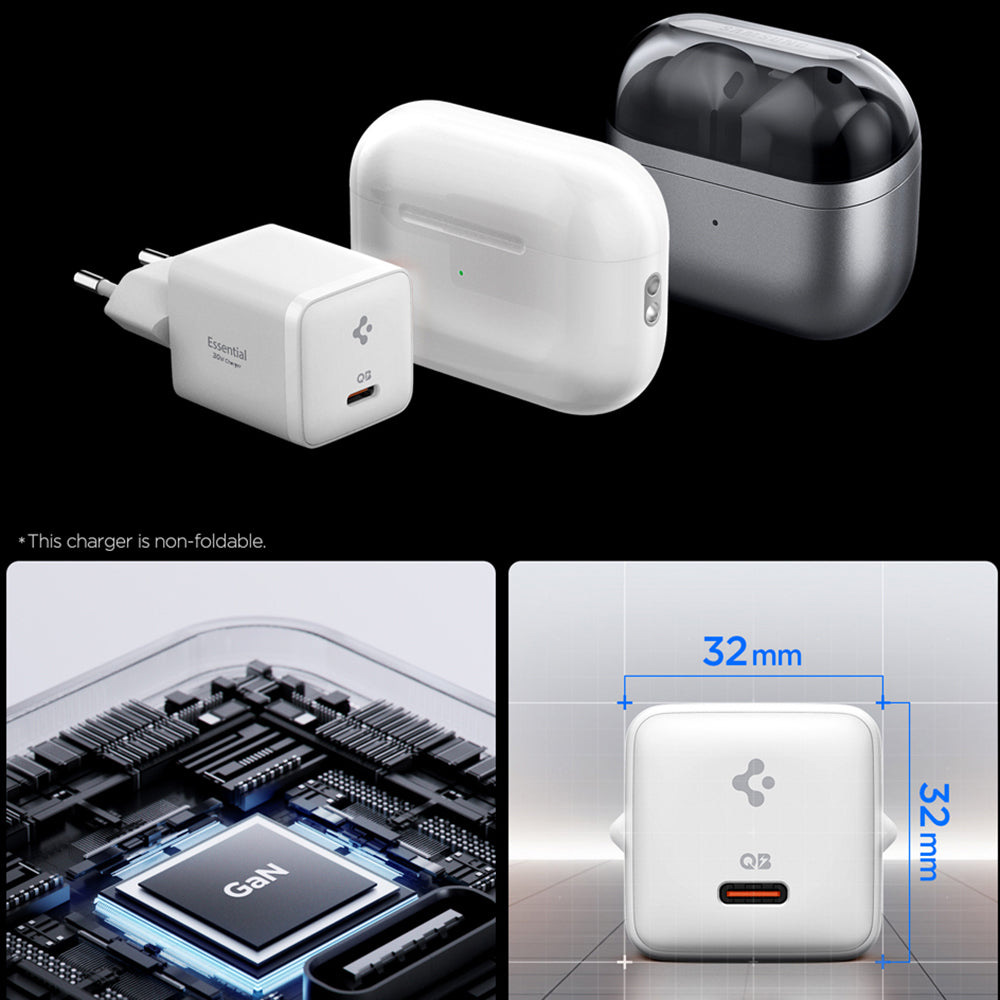 Incarcator Retea Spigen EE301EU Essential, 30W, 3A, 1 x USB-C, Alb ACH09492