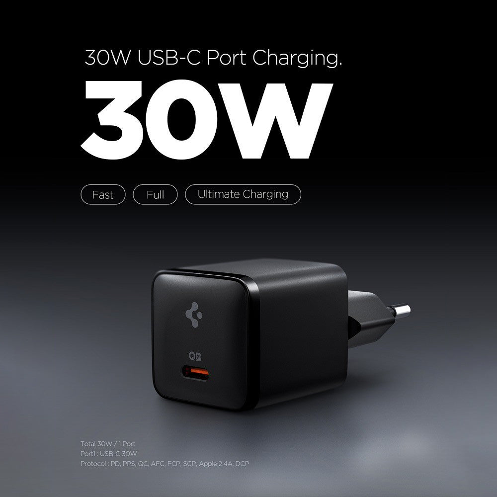 Incarcator Retea Spigen EE301EU Essential, 30W, 3A, 1 x USB-C, Negru ACH09493