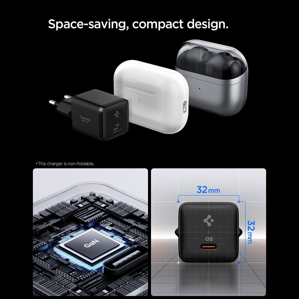 Incarcator Retea Spigen EE301EU Essential, 30W, 3A, 1 x USB-C, Negru ACH09493