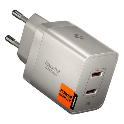 Incarcator Retea Spigen EE472EU Essential, 47W, 3A,  2 x USB-C, Gri Titan ACH10451