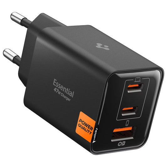 Incarcator Retea Spigen EE473EU Essential, 47W, 3A, 1 x USB-A - 2 x USB-C, Negru ACH09465
