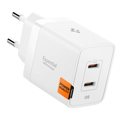 Incarcator Retea Spigen Essential, 47W, 3A, 2 x USB-C, Alb