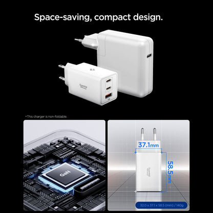 Incarcator Retea Spigen Essential, 67W, 3.25A, 1 x USB-A - 2 x USB-C, Alb ACH08710