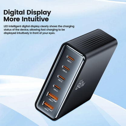 Incarcator Retea Tech-Protect DC80W, 80W, 3A, 2 x USB-A - 4 x USB-C, Negru