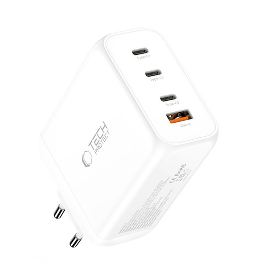 Incarcator Retea Tech-Protect NC200W-GAN, 200W, 5A, 1 x USB-A - 3 x USB-C, Alb