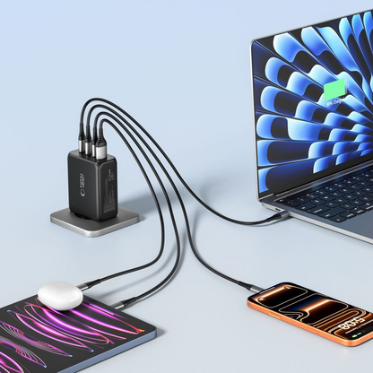 Incarcator Retea Tech-Protect NC200W-GAN, 200W, 5A, 1 x USB-A - 3 x USB-C, Negru