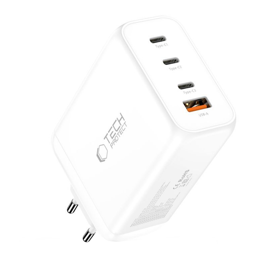 Incarcator Retea Tech-Protect NC240W-GAN, 240W, 5A, 1 x USB-A - 3 x USB-C, Alb