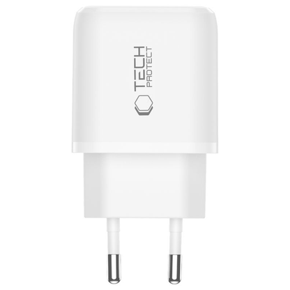 Incarcator Retea Tech-Protect NCA45W, 45W, 3A, 1 x USB-A - 1 x USB-C, Alb
