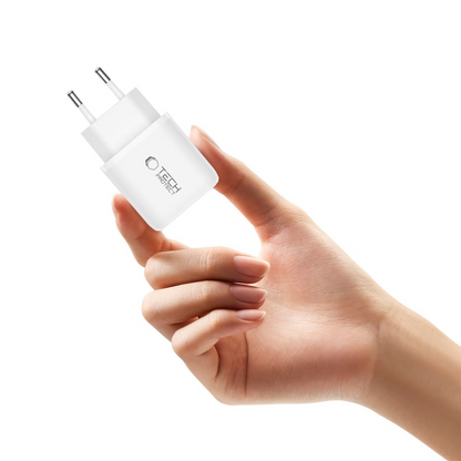 Incarcator Retea Tech-Protect NCA45W, 45W, 3A, 1 x USB-A - 1 x USB-C, Alb