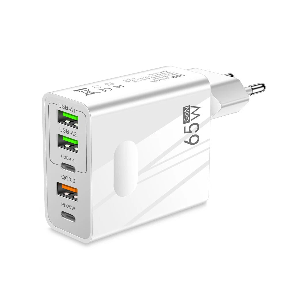 Incarcator Retea Techsuit CHC1 PentaXPower, 25W, 3A, 3 x USB-A - 2 x USB-C, Alb