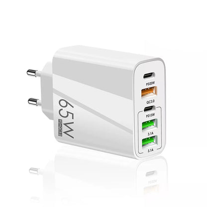 Incarcator Retea Techsuit CHC2 PentaXPower, 20W, 3A, 3 x USB-A - 2 x USB-C, Alb