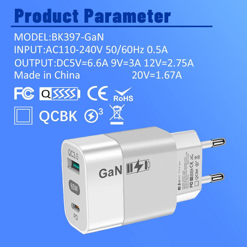 Incarcator Retea Techsuit CHPD131, 65W, 3.25A, 1 x USB-A - 1 x USB-C, Alb