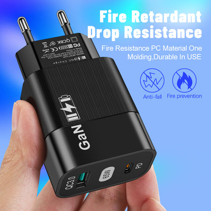 Incarcator Retea Techsuit CHPD131, 65W, 3.25A, 1 x USB-A - 1 x USB-C, Negru